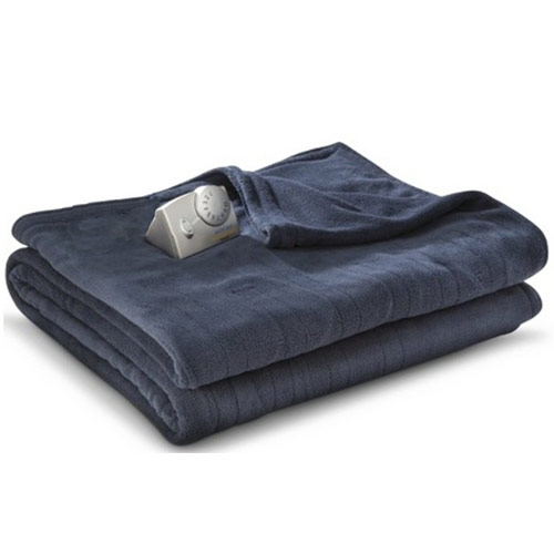 Biddeford Indigo Blue Heated Microplush Electric Blanket, Twin Bed Size