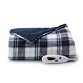 thumbnail image 1 of Biddeford Microplush Electric Heated Warming 180G Throw Blanket Blue Plaid, 1 of 2