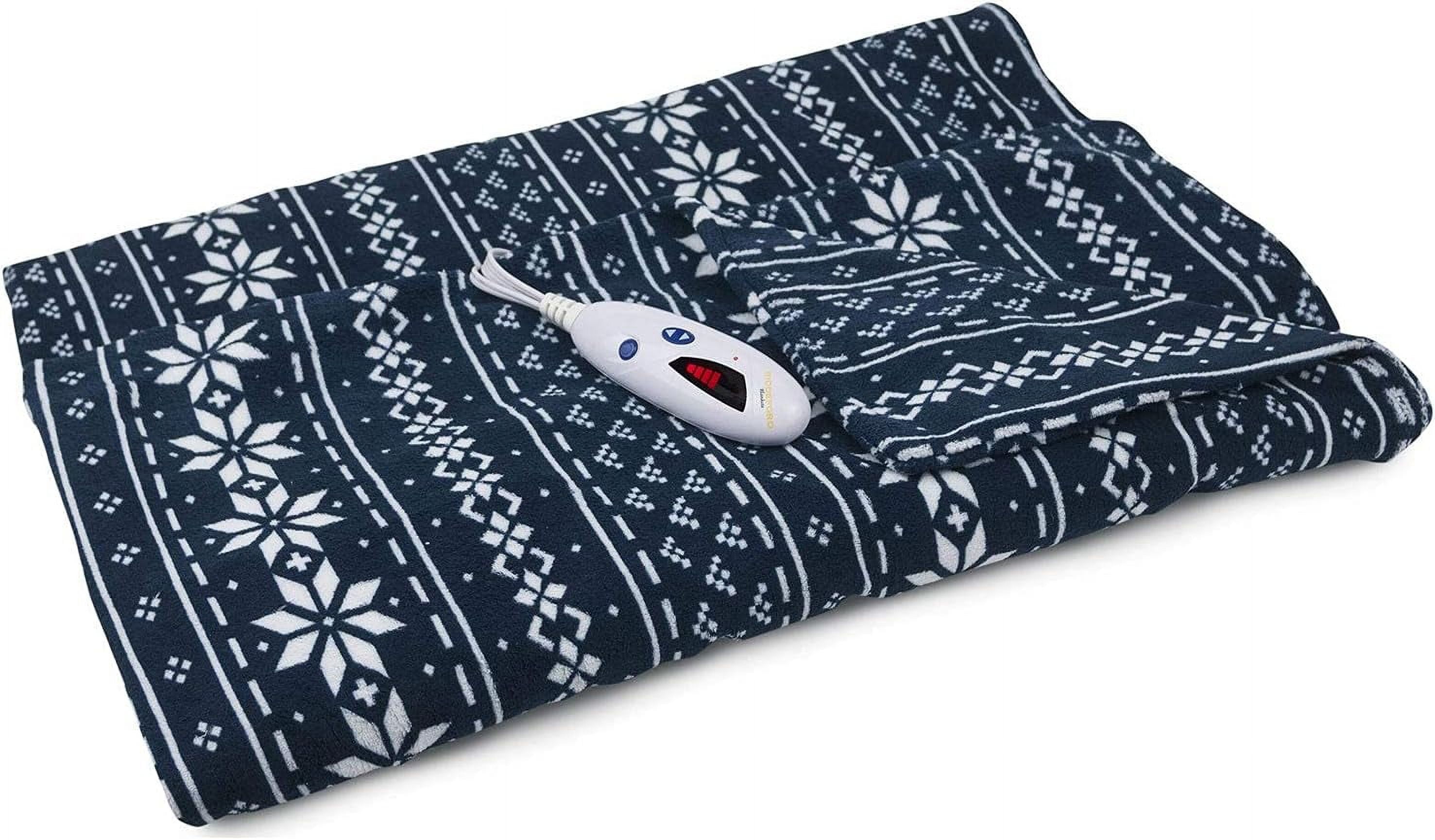 Biddeford Microplush Electric Heated Warming Throw Blanket Navy Blue