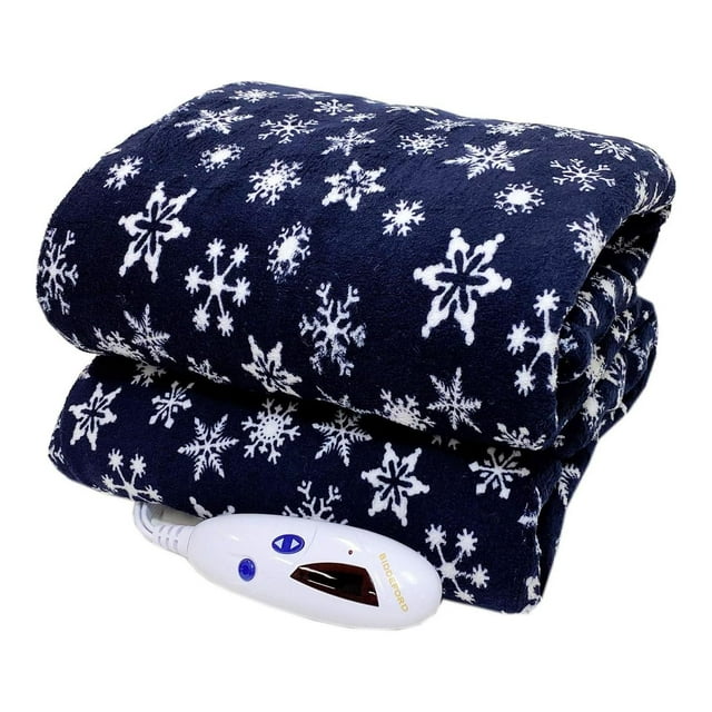 Biddeford Microplush Electric Heated Warming Throw Blanket Navy Blue