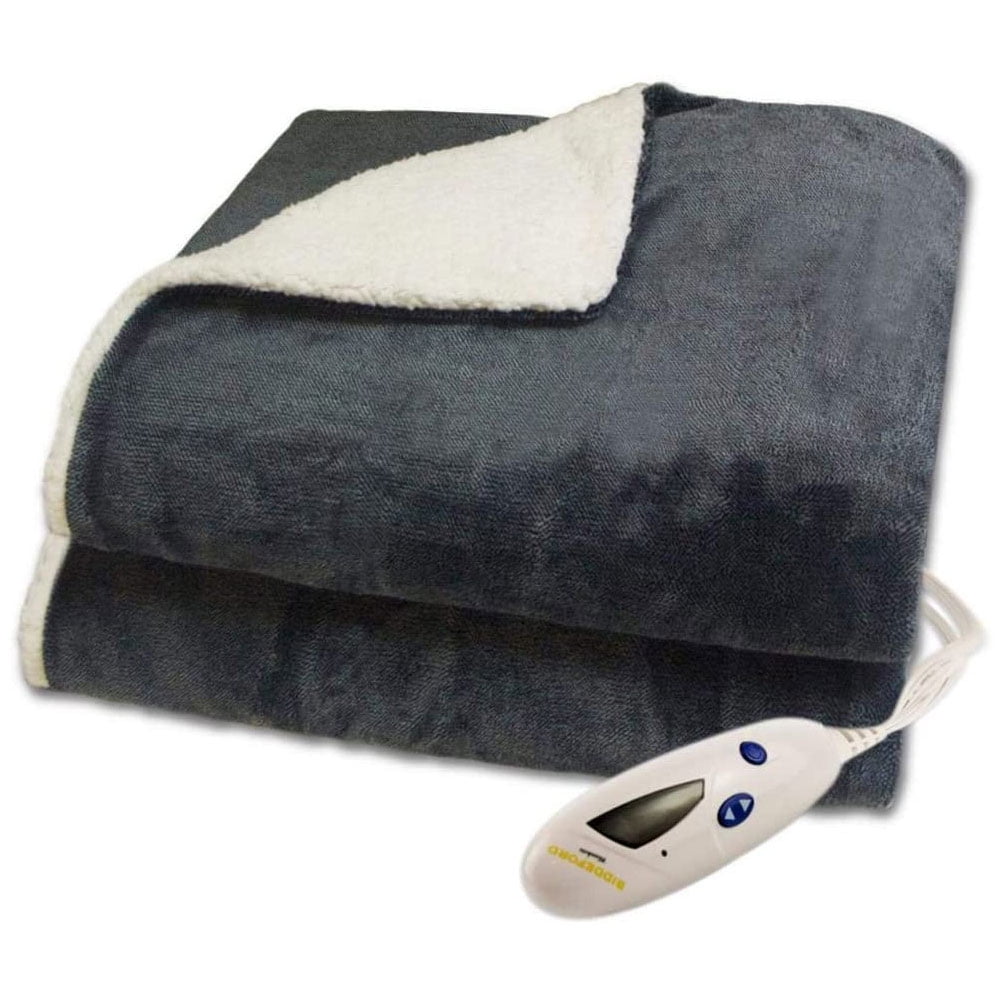 Biddeford Velour Sherpa Electric Heated Throw Blanket in Heather Grey -  Walmart.com