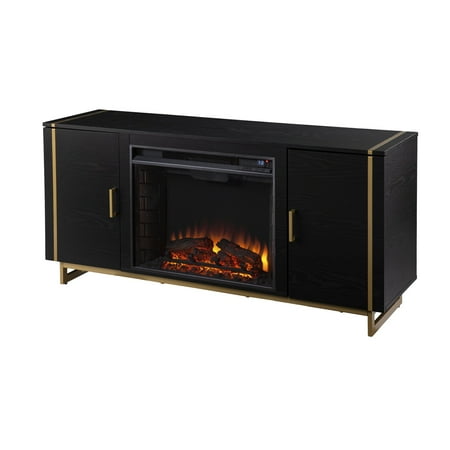 SEI Furniture - Biddenham Fireplace Entertainment Center for Most Flat-Panel TVs Up to 52" - Black and gold finish
