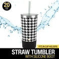 thumbnail interactive-video image 1 of Biddlebee 20oz Insulated Stainless Steel Tumbler with Straw and Silicone Boot, Black & White Check, 1 of 13