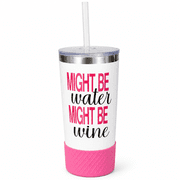Biddlebee 20oz Insulated Stainless Steel Tumbler with Straw and Silicone Boot, Might Be Wine