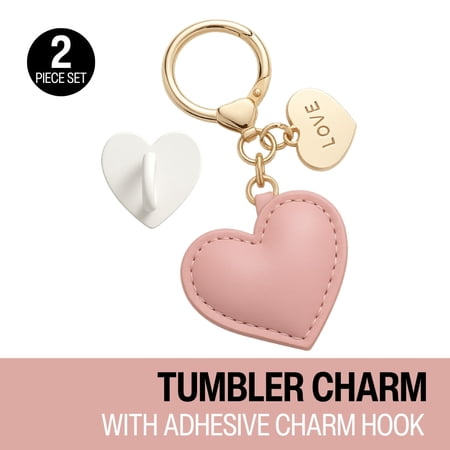 Biddlebee Tumbler & Purse Charm with Charm Hook Drinkware Accessory, Pink Heart
