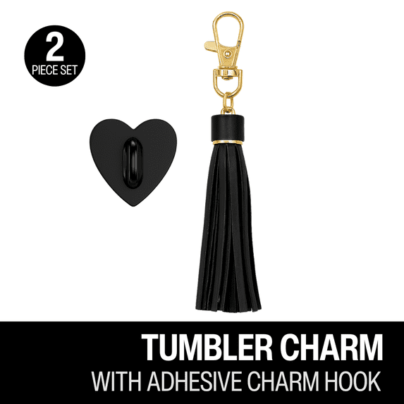 Biddlebee Tumbler & Purse Charm with Charm Hook Drinkware Accessory, Black Tassel