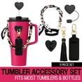 thumbnail interactive-video image 1 of Biddlebee Tumbler Accessory Set with Water Bottle Handle, Straw Topper, Charm Hook & Lip Balm Holder, Black & White, 1 of 14