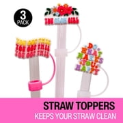 Biddlebee Silicone Straw Toppers for Tumblers Drinkware Accessory, Inspirational 3 Pack