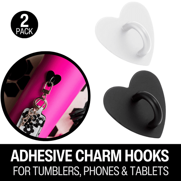 Biddlebee Tumbler Charm Hooks Drinkware Accessories, Black & White (2 Pack)