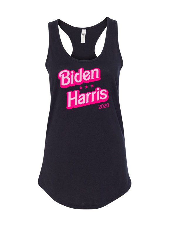 Biden Harris 2020 Presidential Campaign Pink Bubble Font Women's Racerback Tank Top-Black-large