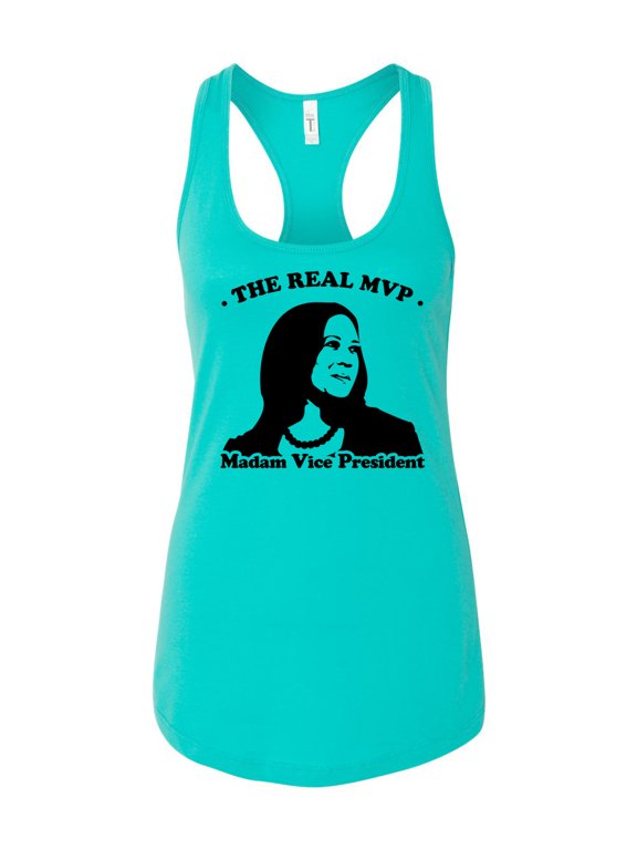 Biden Harris 2020 The Real MVP Madam Vice President Kamala Harris Women's Racerback Tank Top-Tahiti-xxl