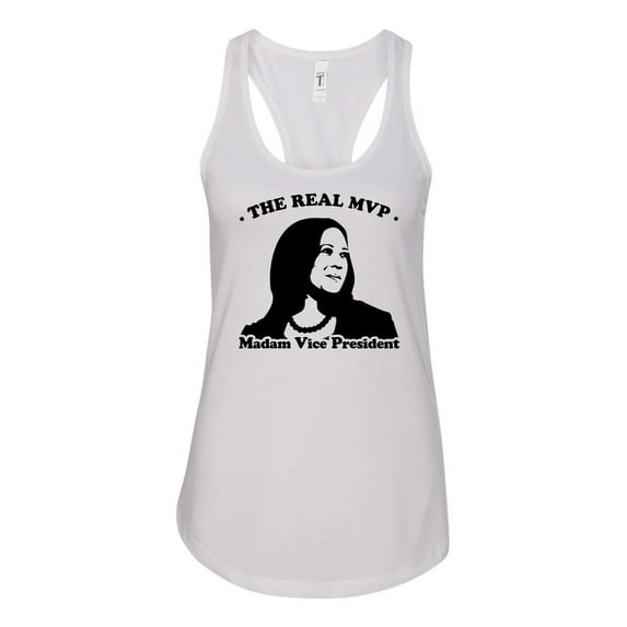 Biden Harris 2020 The Real MVP Madam Vice President Kamala Harris Women's Racerback Tank Top-White-xl
