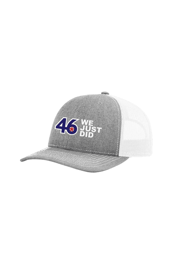 Biden Harris 2020 We Just Did 46 Joe Biden Kamala Harris Political Mesh Back Trucker Hat-Heather Grey/White