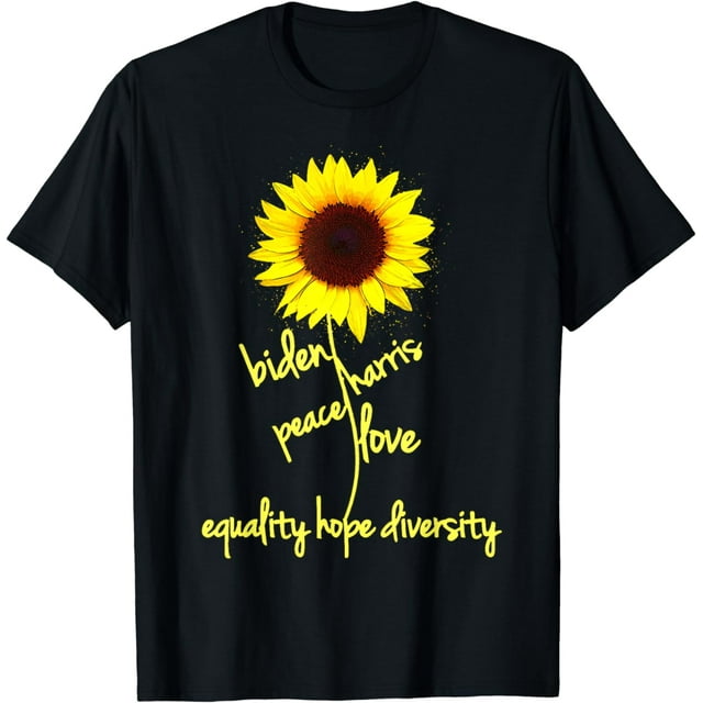 Biden Harris 2024 Peace Love Equality Hope Diversity flower T-Shirt ...