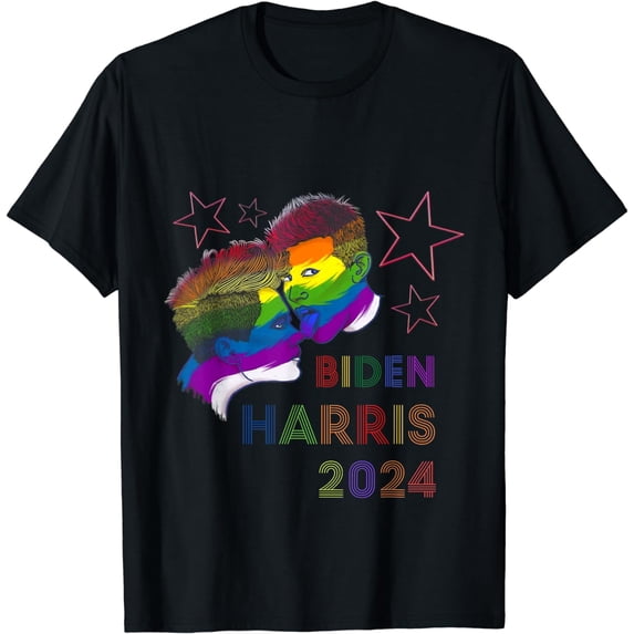 Biden Harris 2024 Rainbow Flag Gay Pride LGBT Democrat T-Shirt