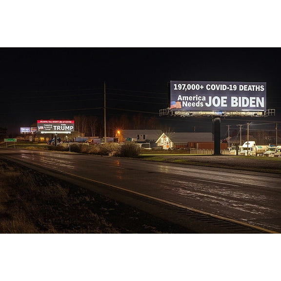 Biden and Trump 2020 Campaign Billboards - 12x18 Inch Laminated Poster - Stunning Detail and Bold Colors