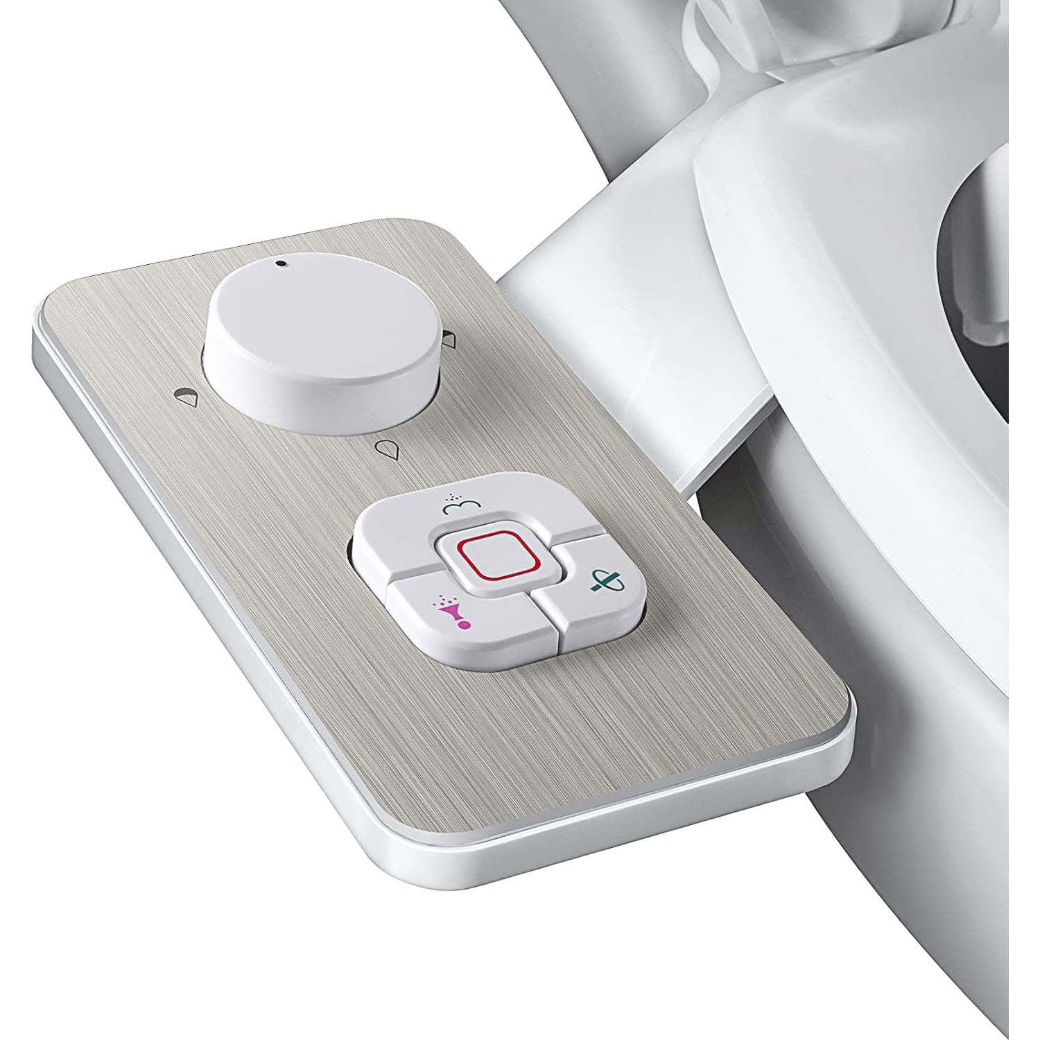 Bidet Attachment, Non-Electric Cold Water Bidet Toilet Seat Attachment with Pressure Controls, Retractable Self-Cleaning Dual Nozzles for Frontal & Rear Wash - Brushed Nickel