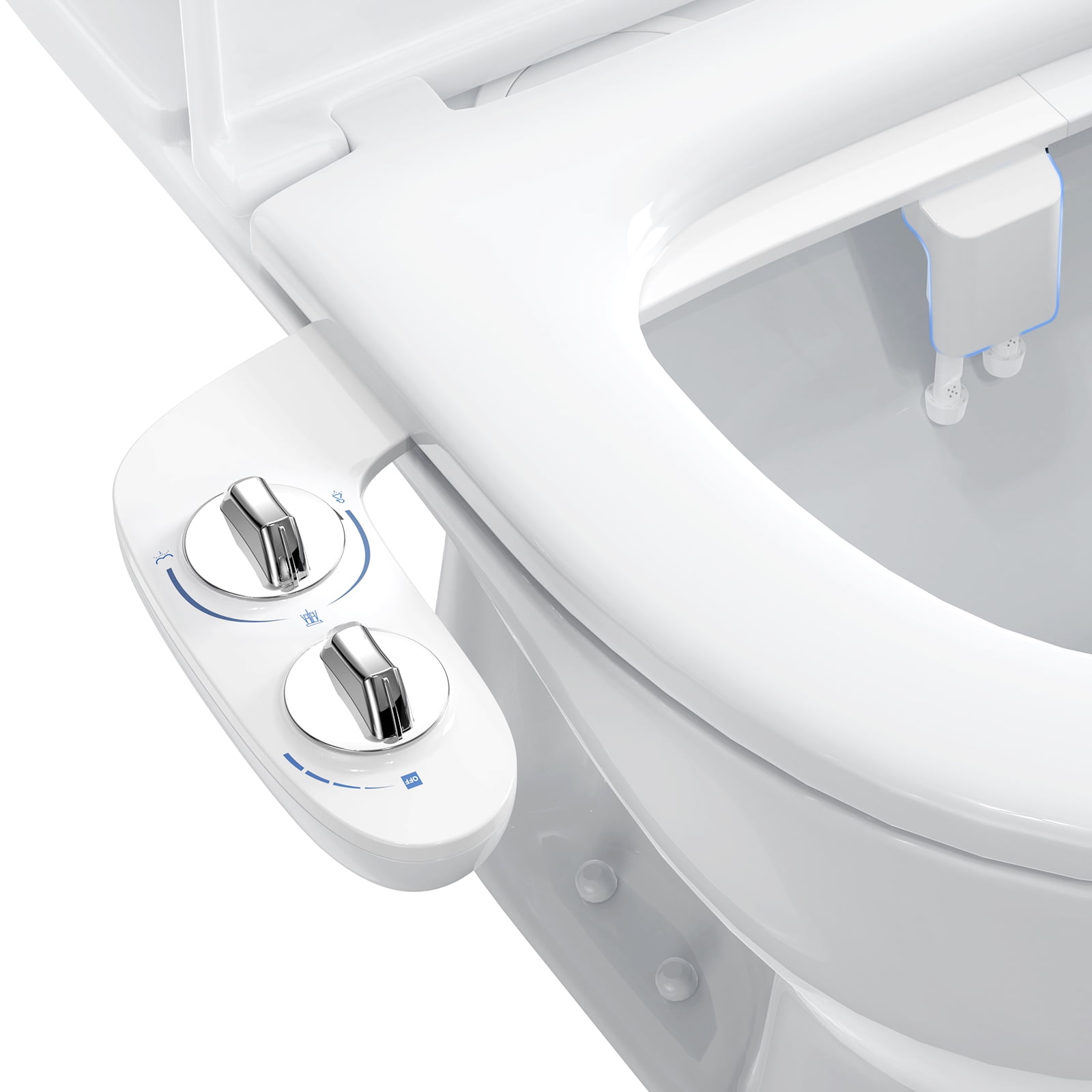 Bidet Attachment for Toilet, Dual Self-Cleaning Nozzles with Rear & Feminine Wash, Adjustable Water Pressure, Easy Installation, Hygienic Bathroom Accessory