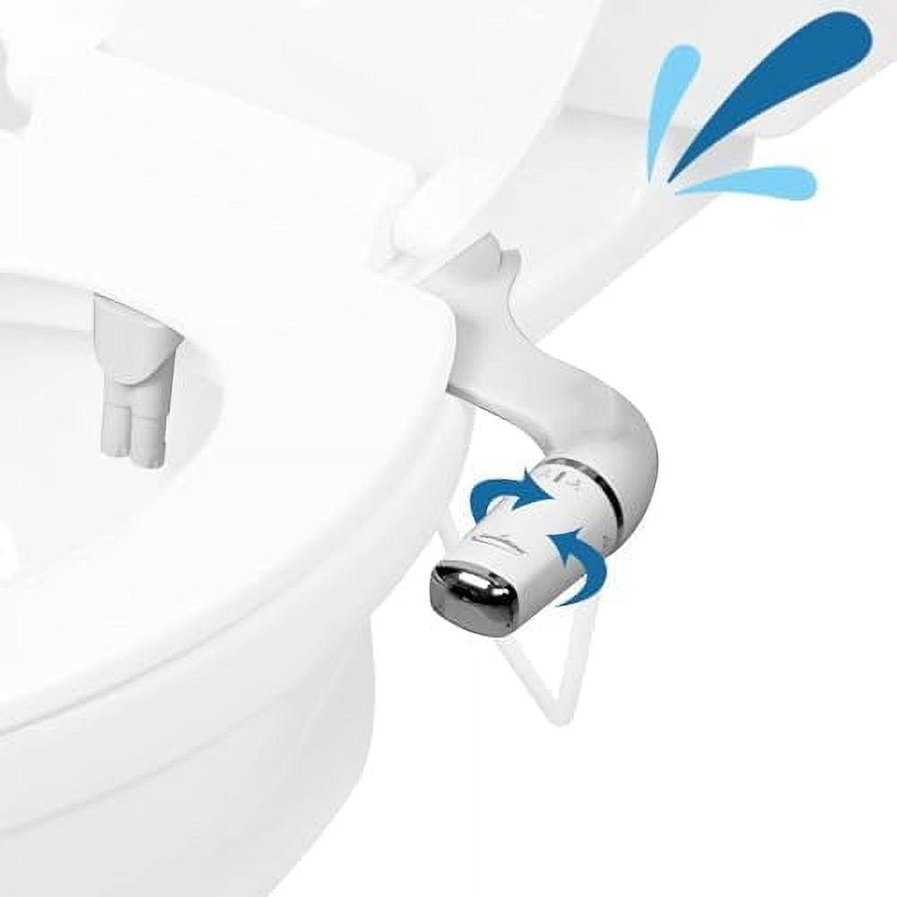 Bidet Attachment for Toilet - Ultra-Slim Left Handed Hygienic Bidet Attachment For Existing Toilets - Bidet Toilet Seat Attachment with Pressure Controls - Travel Bidet Included