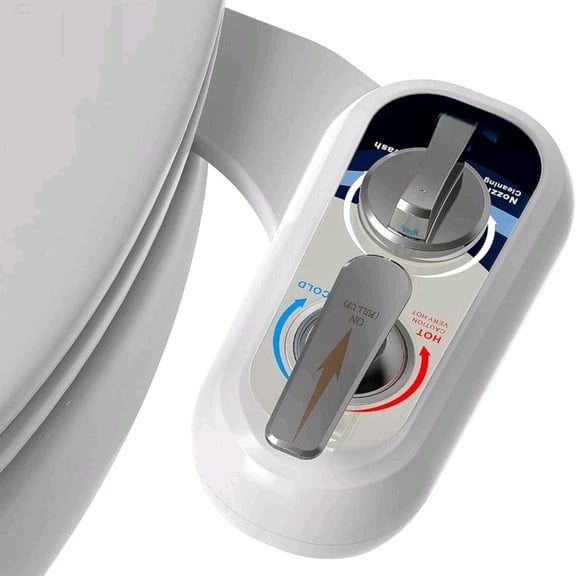 Bidet Attachment for Toilet Warm Water Left - Hot and Cold Self-Cleaning, Dual Nozzle, Non-Electric Bidet Attachment for Toilet Seat, Adjustable Water Pressure, Rear and Feminine Wash, Lever Control