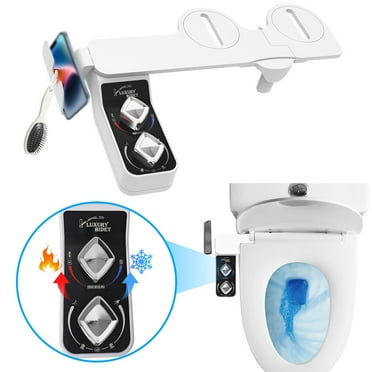 Bidet Attachment for Toilet Warm Water Portable Bidet Sprayer Hot and Cold Water with Pressure Control Phone Holder for Non-Electric Toilet Seat Attachment