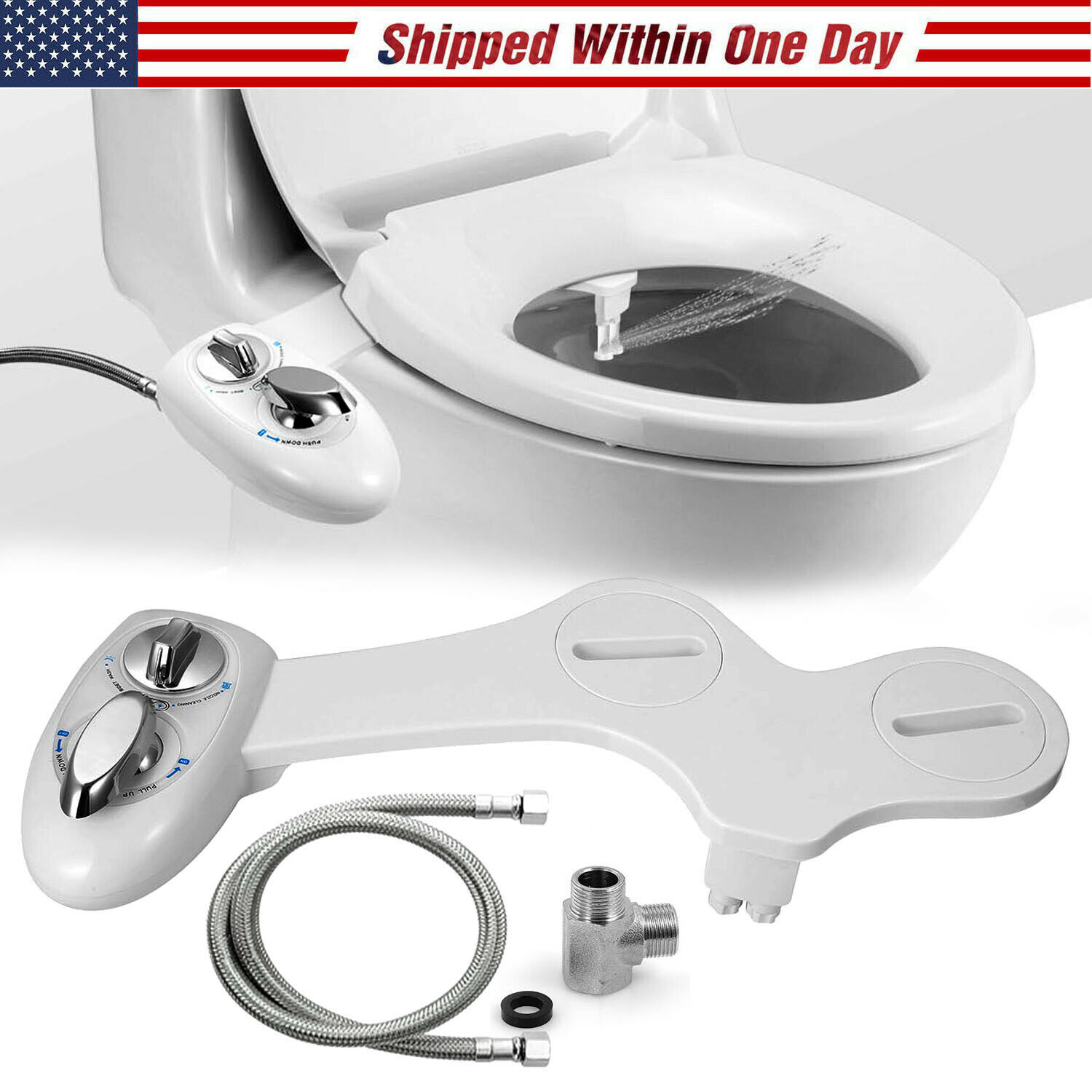Bidet Fresh Water Spray Kit Non Electric Toilet Seat Attachment with