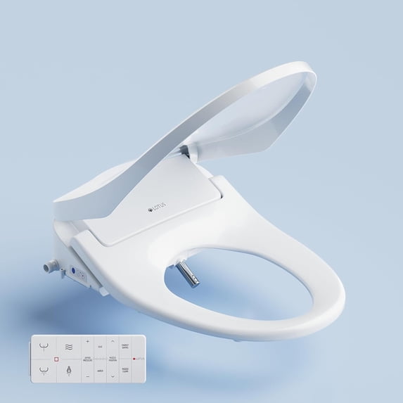 Bidet Seat Elongated | Heated Toilet Seat with Adjustable Warm Water Wash | Stainless Nozzle | Side Control Panel | Warm Air Dryer | Eco Mode | Easy DIY Installation