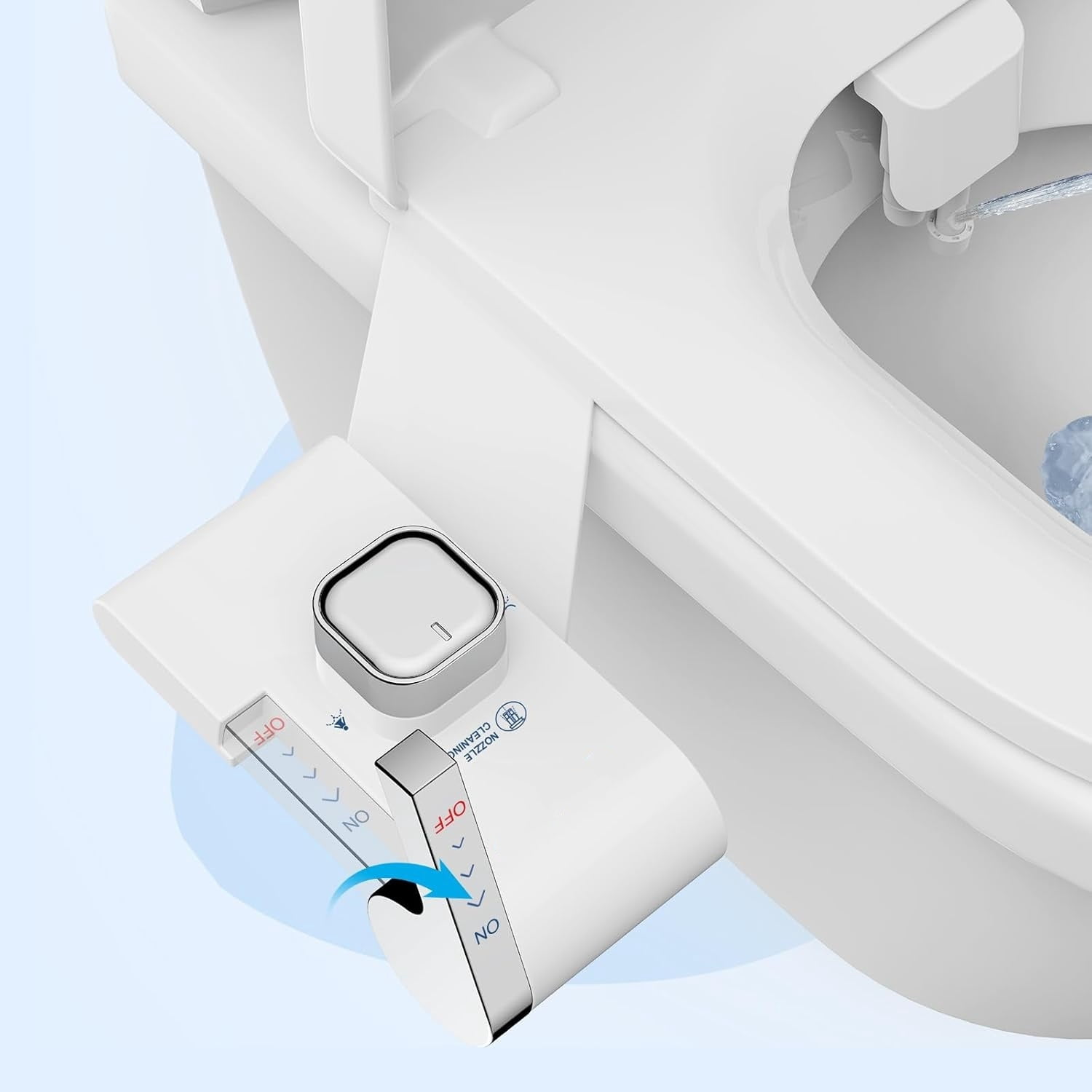 Bidet with Single Finger Water Pressure Control, Self Cleaning Hygienic Dual Nozzle (Feminine/Rear Wash), Non-Electric Bidet Attachment for Toilet Seat, Easy DIY Install <5 Min -White
