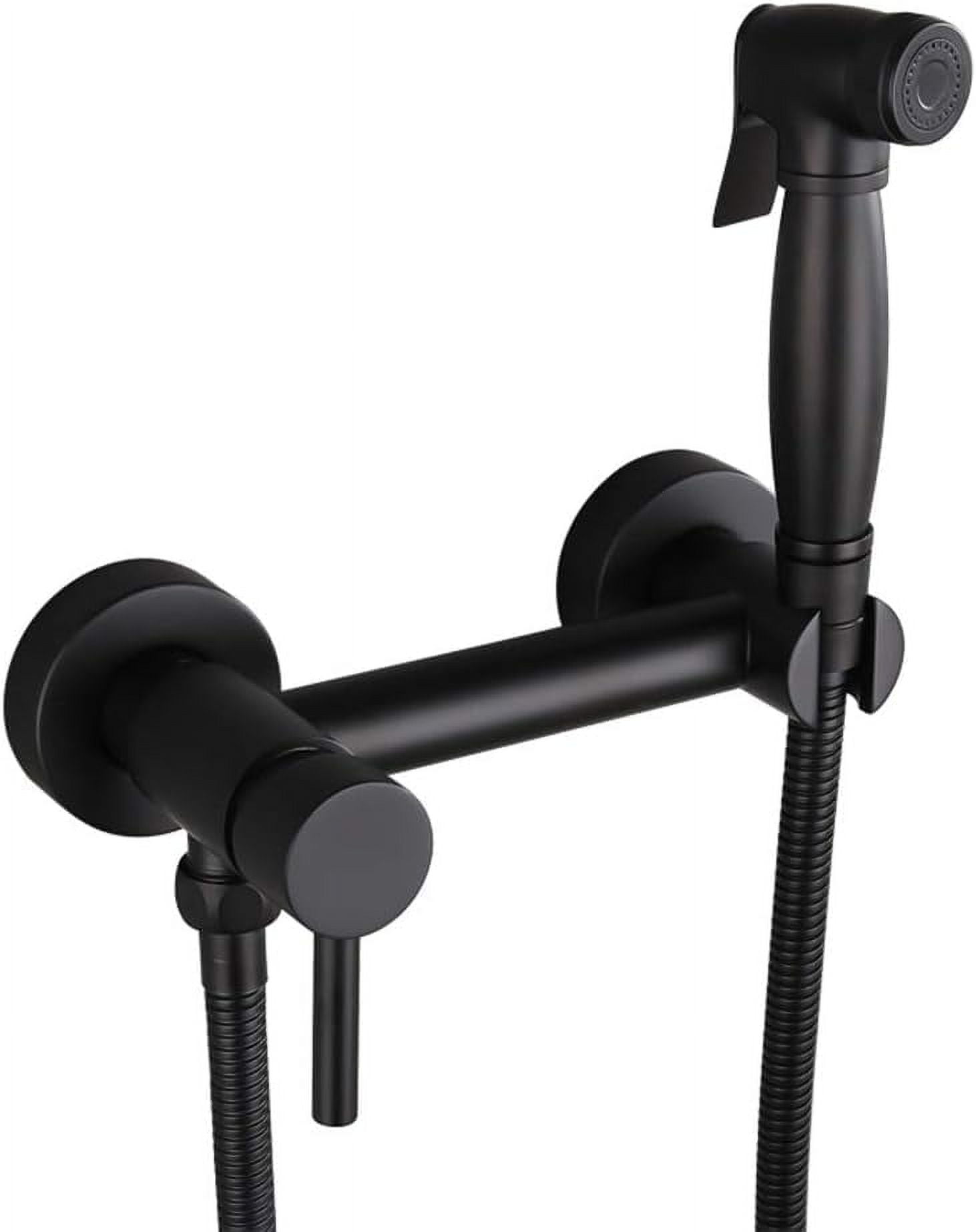 Bidet Sprayer with Cold and Hot Water Brass Black Portable Cloth Diaper Washer Shower Sprayer Set Wall Mounted Bathroom Shower Bidet Tap for Personal Hygiene, Floor Cleaning