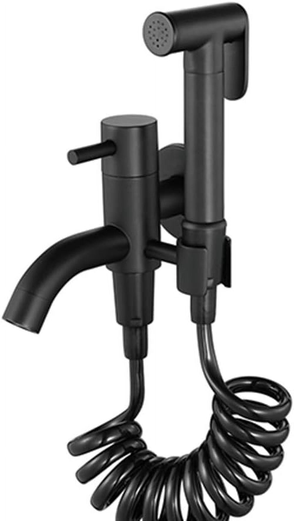 Bidet Sprayer Faucet Set with Cold Water Black Brass Wall Mount Handheld Toilet Bidet Attachment Pressure Sprayer Single Handle Bidet Spray Set for Personal Hygiene,Set a