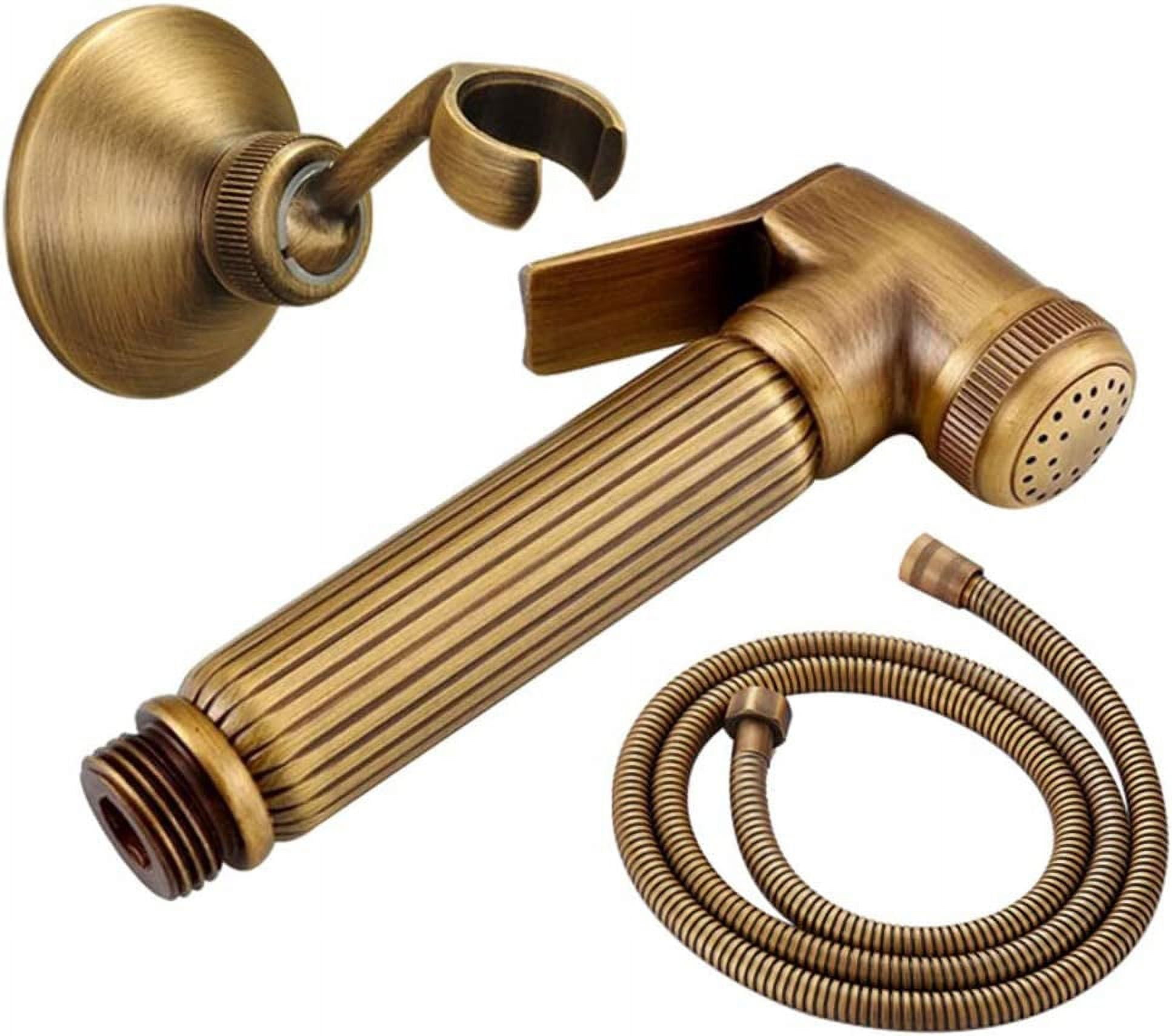 Bidet Sprayer Faucet Set with Cold Water Brass Handheld Toilet Bidet Attachment Pressure Sprayer Wall Mount Single Handle Bidet Spray Set for Personal Hygiene,Antique
