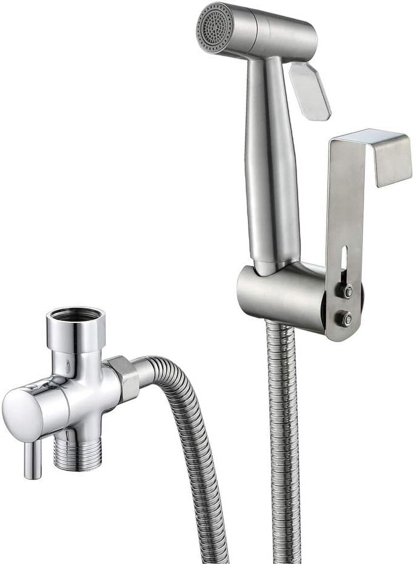 Bidet Sprayer with Single Cold Water Brushed 304 Stainless Steel Portable Cloth Diaper Washer Shower Sprayer Set Wall Mounted Bathroom Shower Bidet Tap for Personal Hygiene