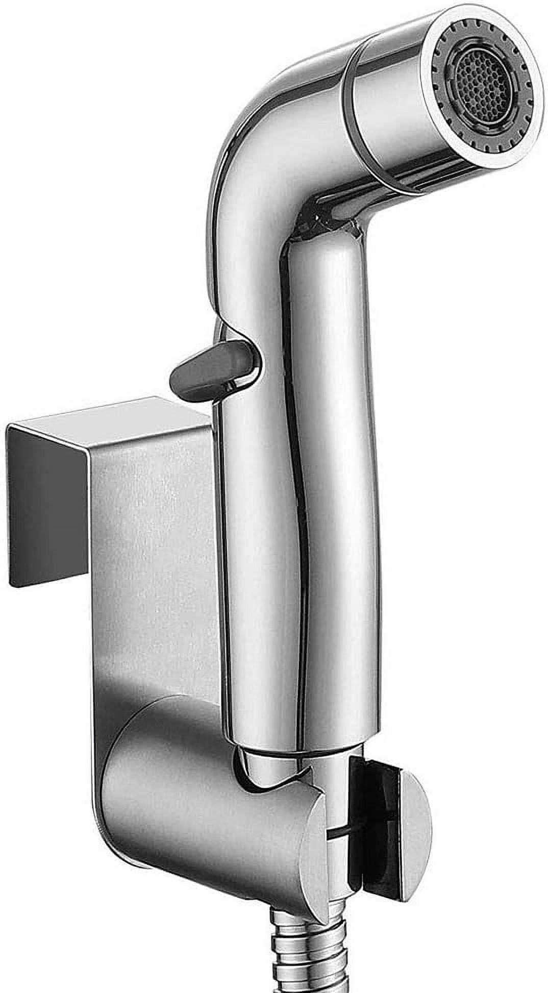 Bidet Sprayer for Toilet Chrome Dual Function Cloth Diaper Washer Set Wall Mounted Hand Held Bidet Spray Kit with Cold Water for Personal Hygiene,Without Holder