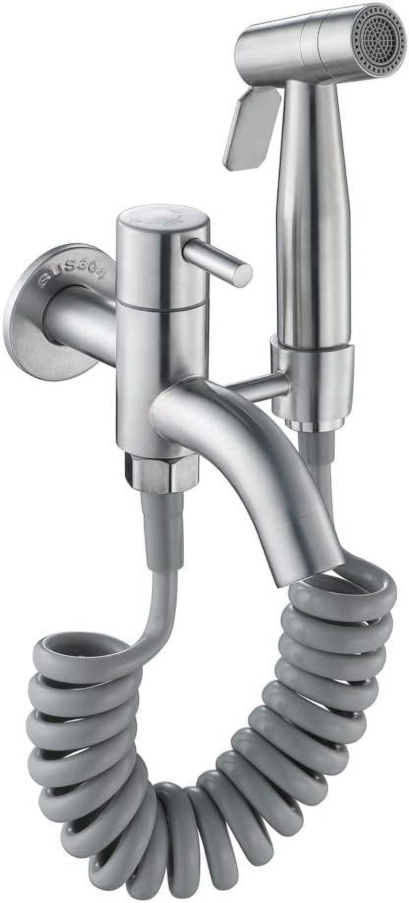 Bidet Sprayer with Two Water Flow Modes Brushed Stainless Steel Portable Cloth Diaper Washer Shower Sprayer Set Wall Mounted Bathroom Shower Bidet Tap for Personal Hygiene, Floor Cleaning