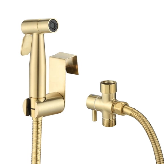 Bidet Sprayer for Toilet Handheld Bidet Attachment Wall or Toilet Mount in Brushed Gold