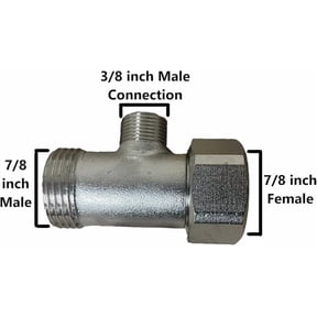 Chrome Bidet T-Adapter, 7/8 inch Male, 7/8 Female with 3/8 inch Connection by NuFlush