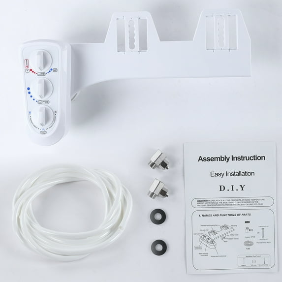 Bidet Toilet Seat Attachment & Fresh Water Sprayer (Cool & Warm Temperature Control,-Nozzle Cleaning,Non-,Adjustabl-e Pressure,Female Wash)