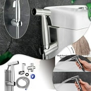 Bidet Toilet Seat, Handheld Toilet Bidet Sprayer for Toilet-Adjustable Water Pressure Control with Bidet Hose for Feminine Wash, Stainless Steel Brushed Nickel Cloth Diaper for Baby Wash Silver