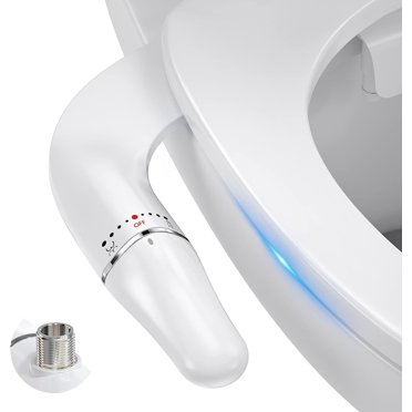Dual Nozzle Bidet Attachment - Ultra-Slim Design With Front & Rear Wash (Silver)