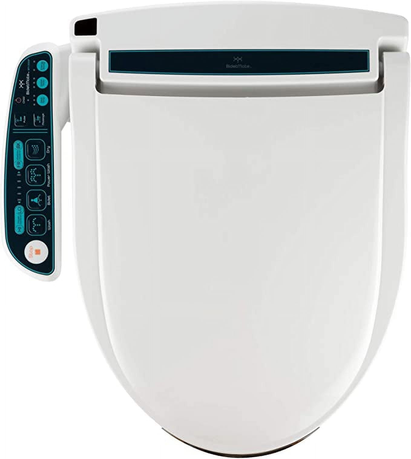 Elongated White Electric Bidet Toilet Seat with Side Panel