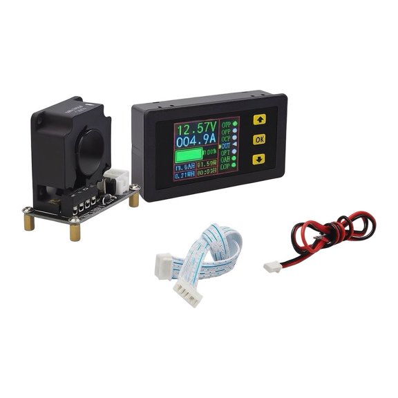 Bidirectional DC Coulomb Meter 90V 100A 200A 300A 500A Hall Sensor Current Voltage Monitor LCD Display with Over Power Under Voltage Alarm and Data Memory for EV Battery Pack