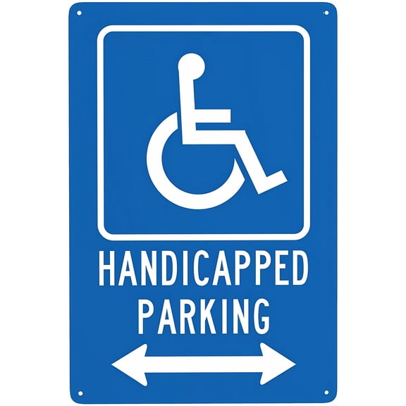 Bidirectional Handicapped Parking 8"x12" Metal Warning Sign, Cautions Security Tin Sign, Safety Sign, Street Business Wall Decor