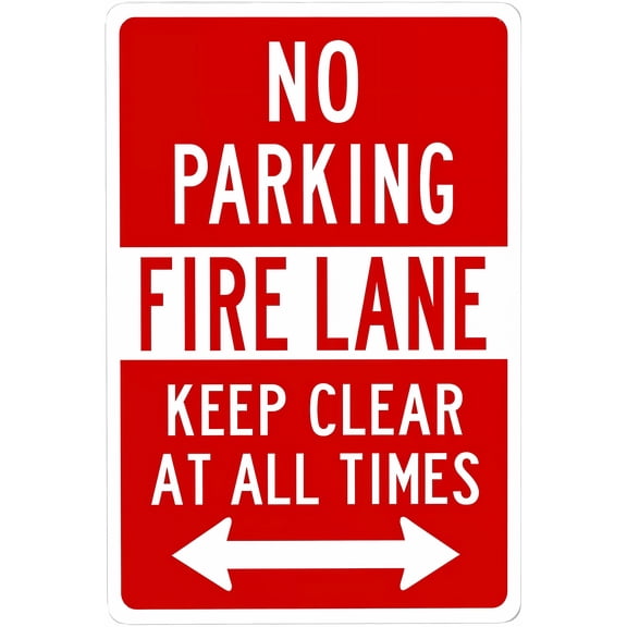 Bidirectional No Parking Keep Clear Metal Warning Sign 8"x12" - Cautions Security Tin, Safety Posted, Street Business Wall Decor