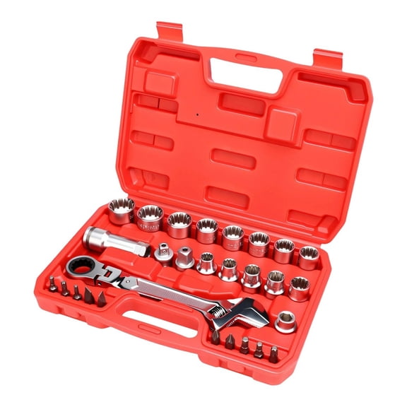 Bidirectional Ratcheting Pass Through Socket Set 12 Point 8-24mm Heavy Duty Use