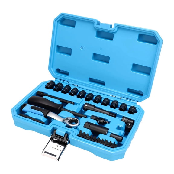Bidirectional Ratcheting Pass Through Socket Set 12 Point 8-24mm Heavy Duty Use