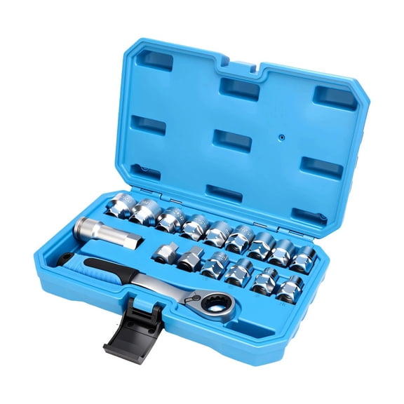 Bidirectional Ratcheting Pass Through Socket Set 12 Point 8-24mm Heavy Duty Use