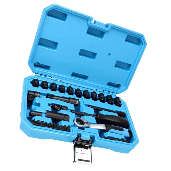 Bidirectional Ratcheting Pass Through Socket Spanner Set Covering 8mm To 24mm With 12 Point Design For Heavy Duty Applications