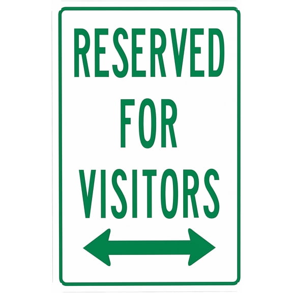 Bidirectional Reserved for Visitors Warning Sign 8"x12" - Security Metal, Business Office Yard Street Home Wall Decor, Personal Custom Caution