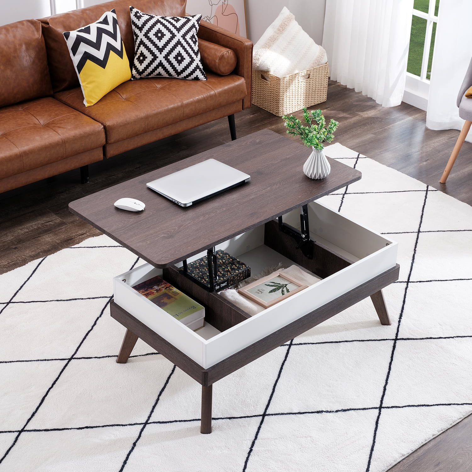 Bidiso Lift Top Coffee Table, EasytoAssembly Center Table with Hidden