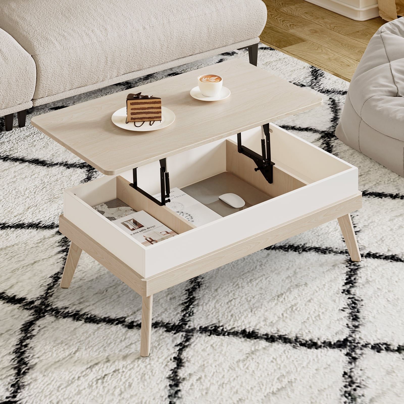 Bidiso Lift Top Coffee Table, EasytoAssembly Center Table with Hidden